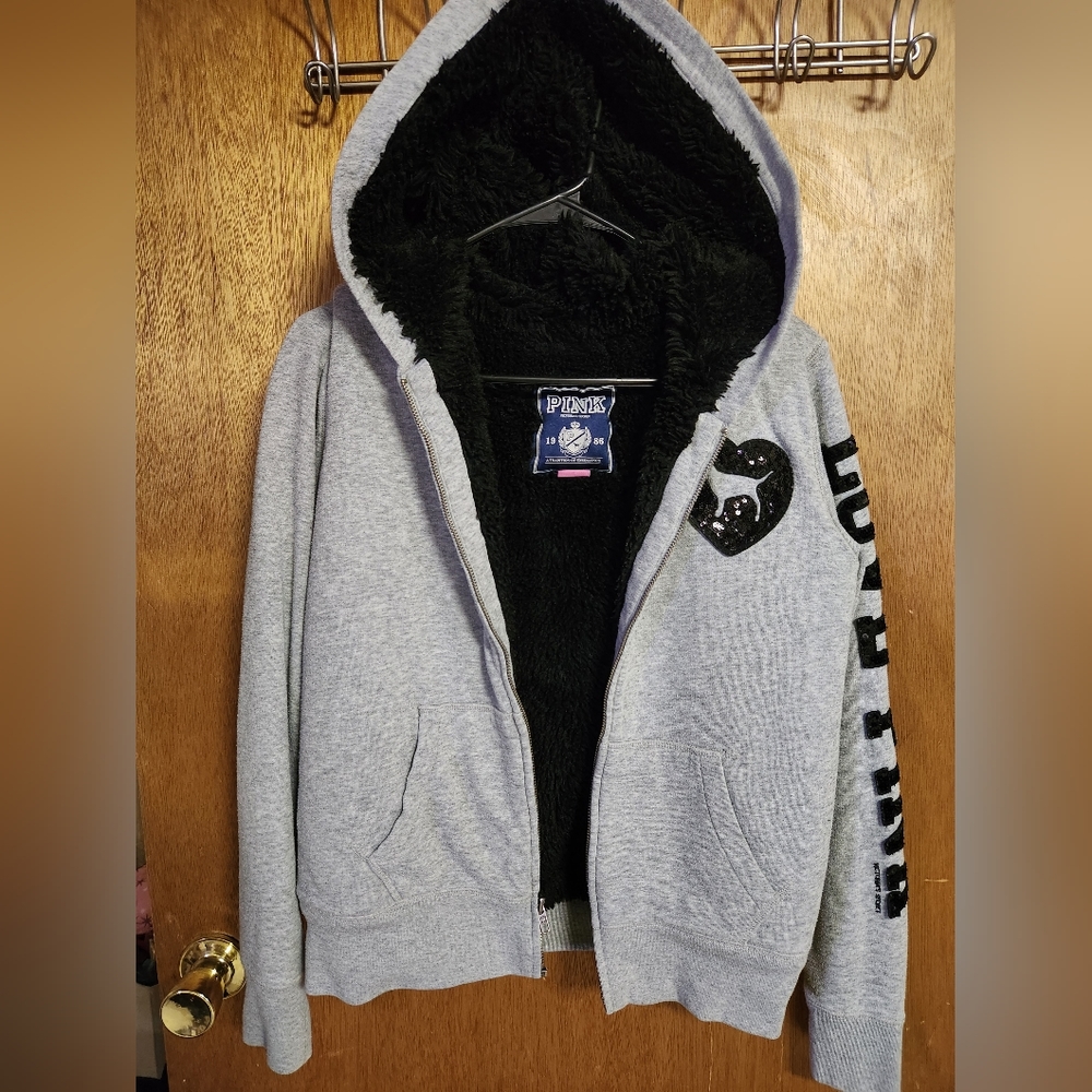 Fur zip up PINK hoodie